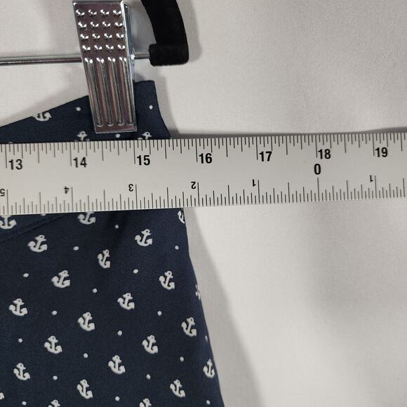 VooDoo Vixen Blue White Nauticle Print Button A-Line Midi Swing Skirt Size L - Picture 6 of 7